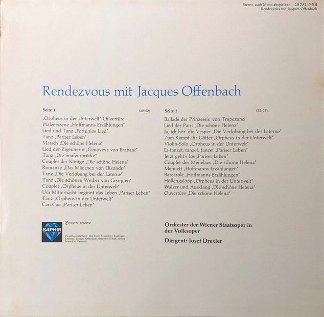 Dischi in vinile: Rendezvous mit Jacques Offenbach (LP) – Usato da Grüningen venduto da azulamarillo_vinyl 1