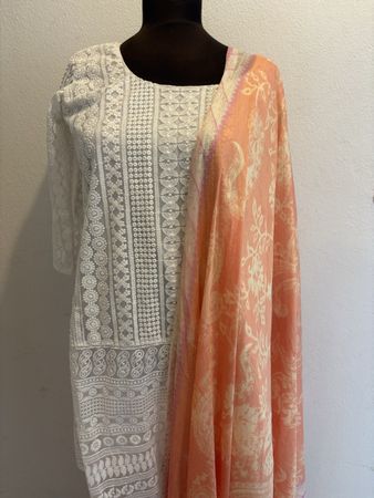Damen Salwar Kameez Set weiss  guter Zustand