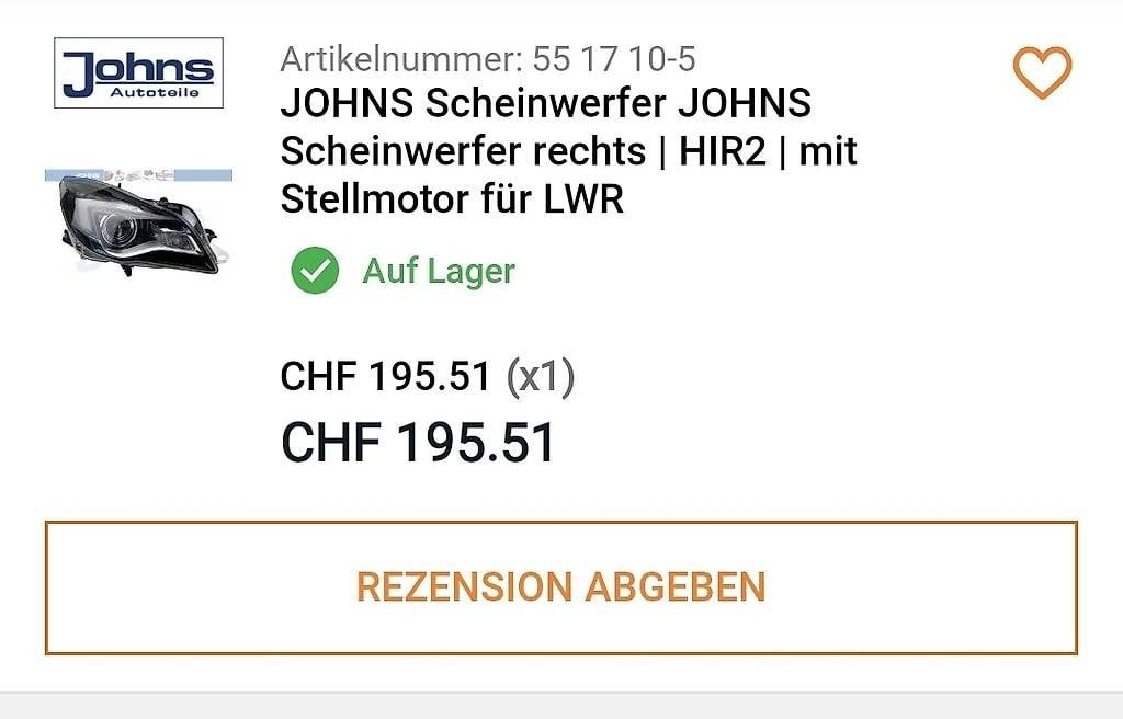 Opel Scheinwerfer: Scheinwerfer rechts Opel Insignia A 2008-2017 – Gebraucht aus Luzern von hmod.khss 2