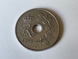 Münze Dänemark, 25 Øre, 1972, hole type, Frederik IX