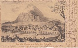 1900 Postkarte mit Ansicht des alten Glarus am Glärnisch UPU