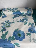 Stoff Bahnen blau Blumenmuster Kuenstlerdruck 2 Teile