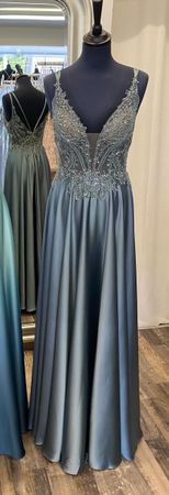Abendkleid Lang Grün - Grey Grösse 34 NEU