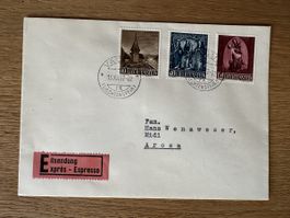 Liechtenstein - 1957 FDC echt gelaufen ZNr 306-308 KW 70.-