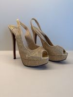 Christian Louboutin Sling Pumps Gold Glitzer Gr. 39