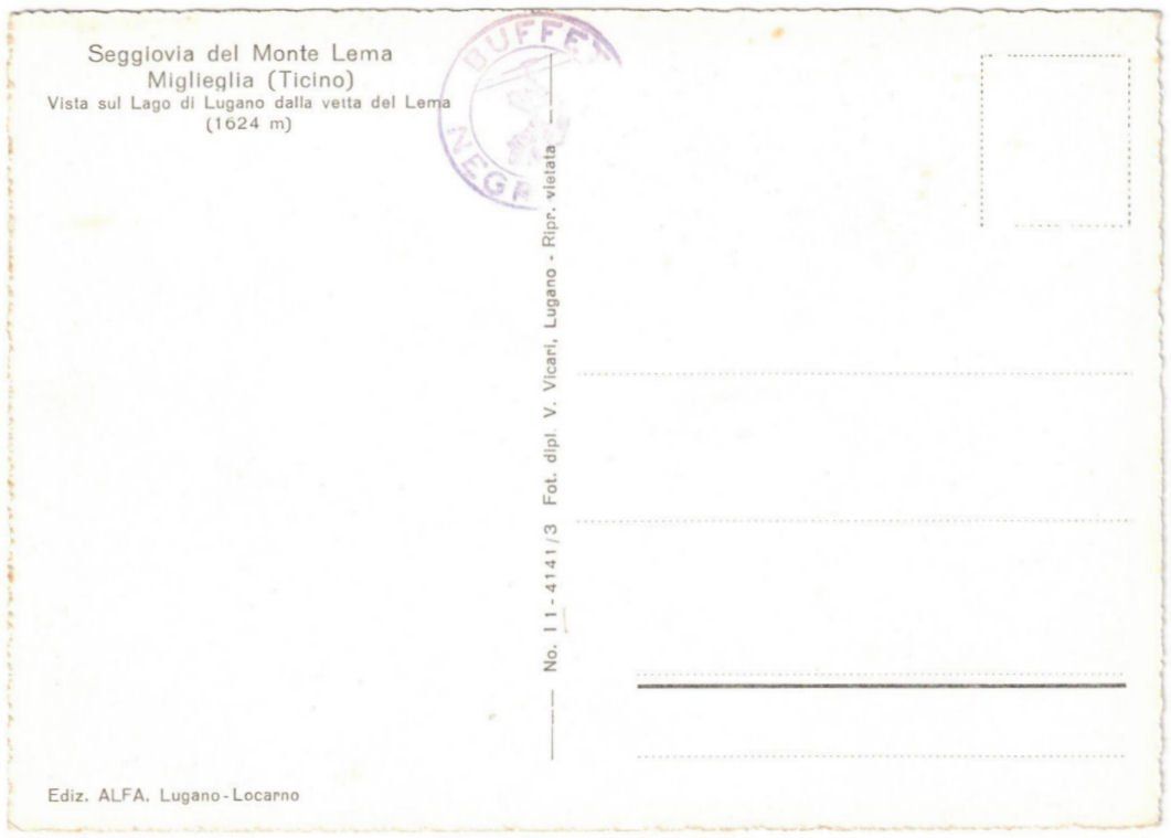 Cartoline postali: Miglieglia - Sessellift Monte Lema – Usato da Binningen venduto da Mountainrider 1