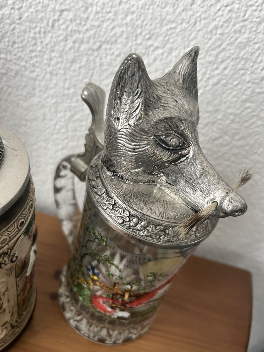 Bicchieri: 3er-Set Bierkrüge Gerz & Westerwald mit Zinndeckel – Usato da Hofstetten SO venduto da Treasurefinds 2
