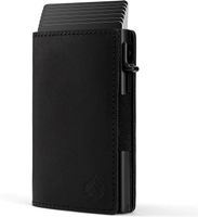 Slim Kartenetui aus Leder mit RFID & Münzfach Schwarz