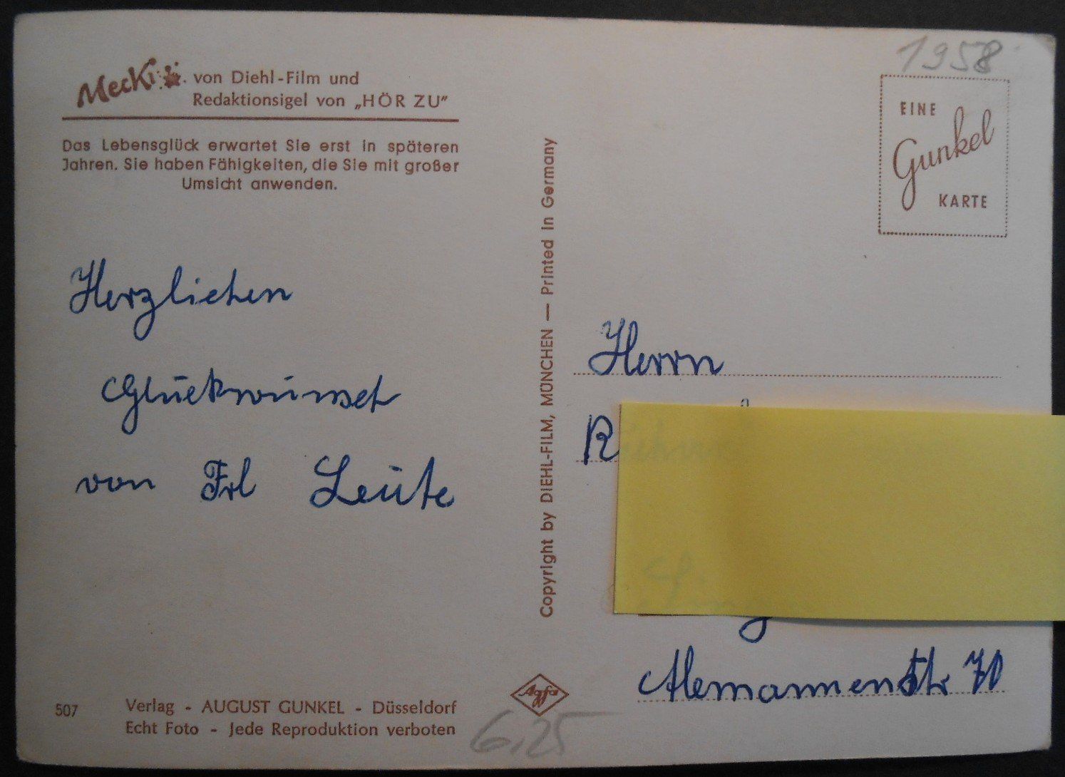 Cartoline postali: MECKI 507, Sternzeichen Krebs – Usato da Bülach venduto da anska 2