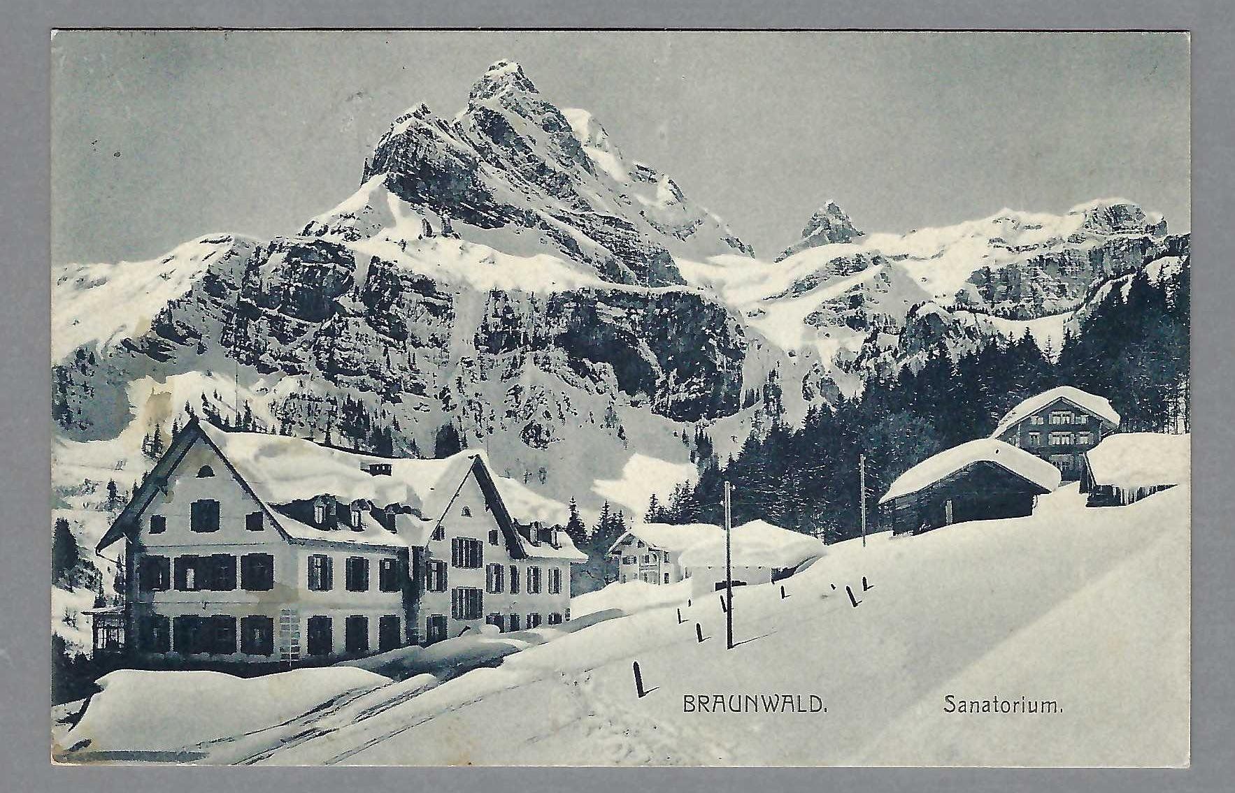 Cartoline postali: BRAUNWALD, SANATORIUM IM SCHNEE, 1918 – Usato da Pura venduto da ulisse1957