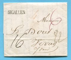 Faltbrief von St. Gallen nach Vevey 1833