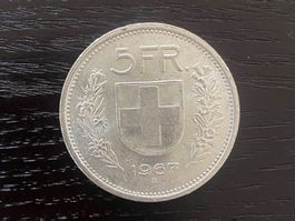 1 x 5 Franken Schweiz 1967 – zirkuliert