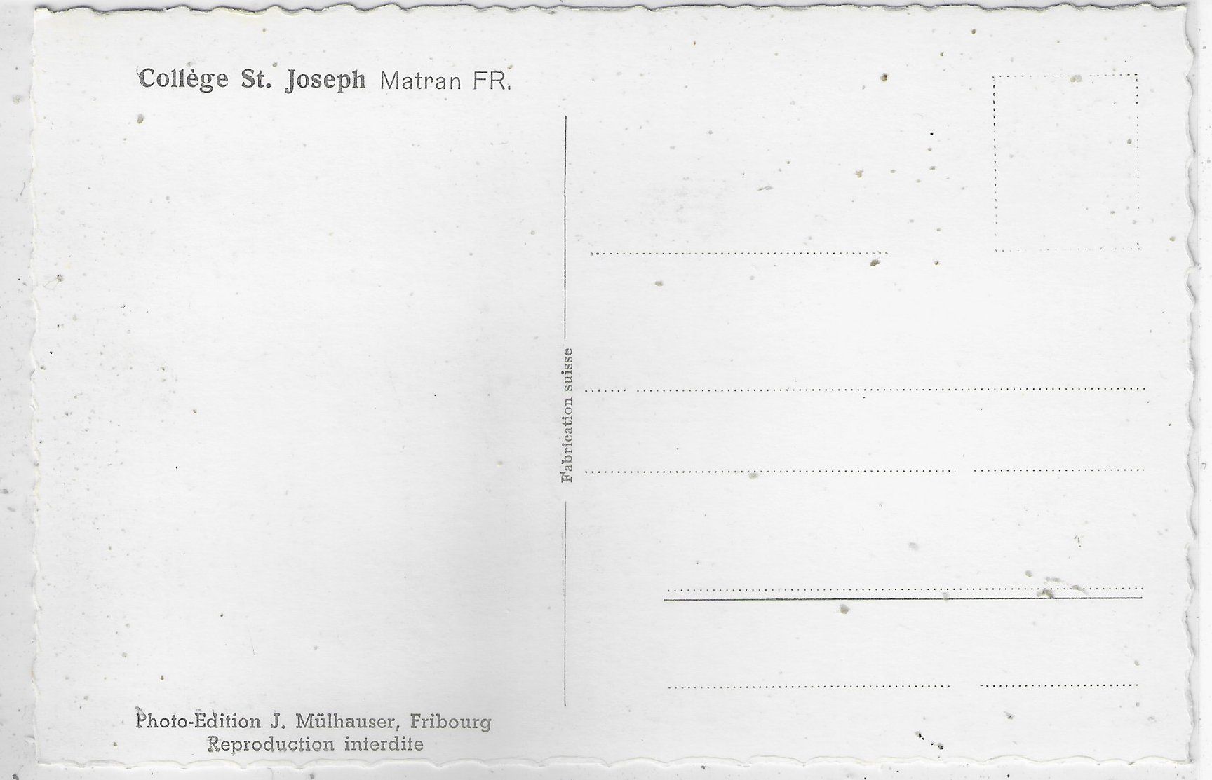 Cartoline postali: College St. Joseph - Matran – Usato da Ettingen venduto da Kartenplanet 1