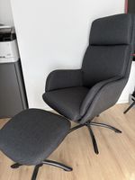 Relaxsessel mit Fusshocker TANKEDAL dunkelgrau Stoff