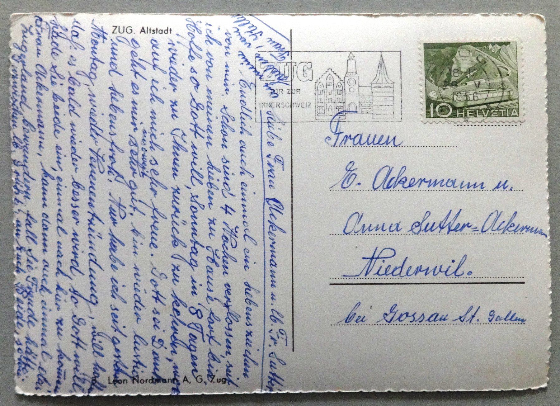 Cartoline postali: Zug, Altstadt – Usato da Fétigny venduto da Billy2miny 1