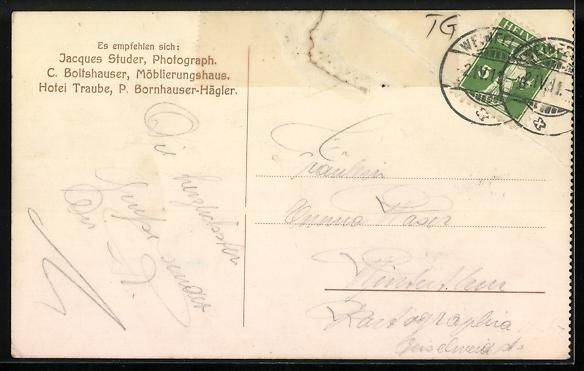 Ansichtskarten: Weinfelden, Hotel Traube, Speisesaal, Be – Gebraucht aus Berlin von bartko-reher 1