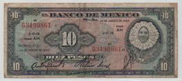 10 PESOS - 14 AGOSTO 1946 - MESSICO