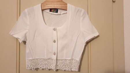 Bluse kurz-weiss Baumwolle Happy Mode 34
