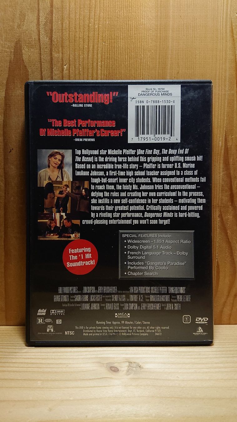 Tutti i DVDs: DANGEROUS MINDS DVD Englische Version mit Michelle Pfeiffer – Usato da Wilderswil venduto da Exebub 1