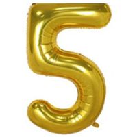40" XL Metallic Zahlenballon Gold 5 - KOSTENLOSER VERSAND