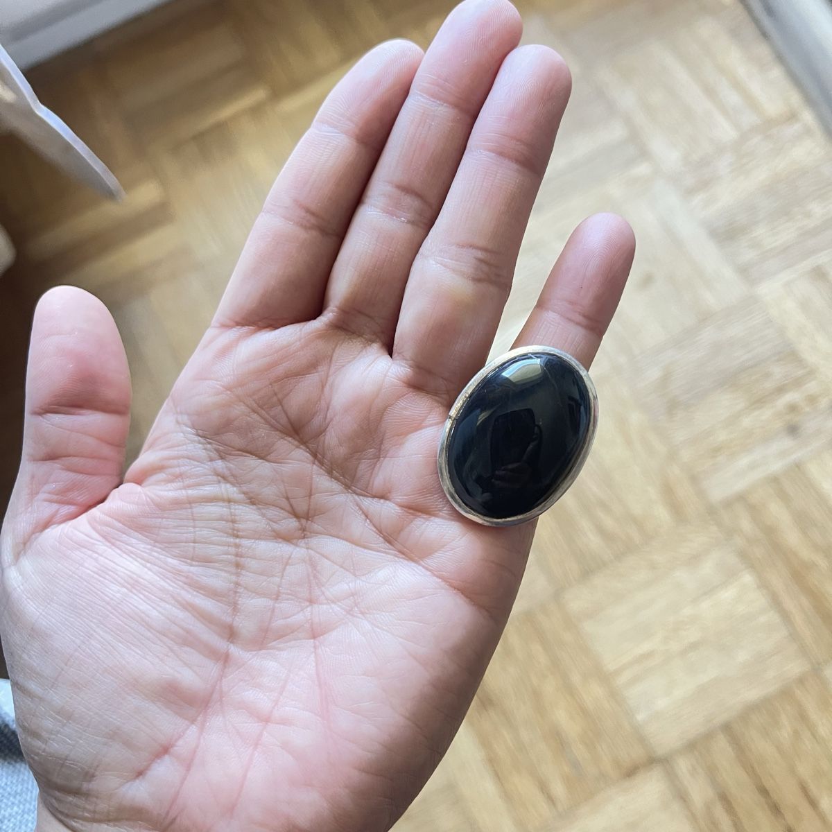 Anelli: 925er Silberring mit ovalem schwarzen Stein – Usato da Bern venduto da dek_7bjd 4