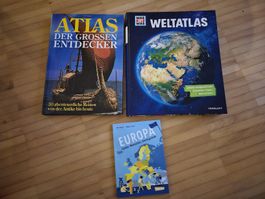 3 Sachbücher Weltatlas was ist was,, Atlas Entdecker, Europa