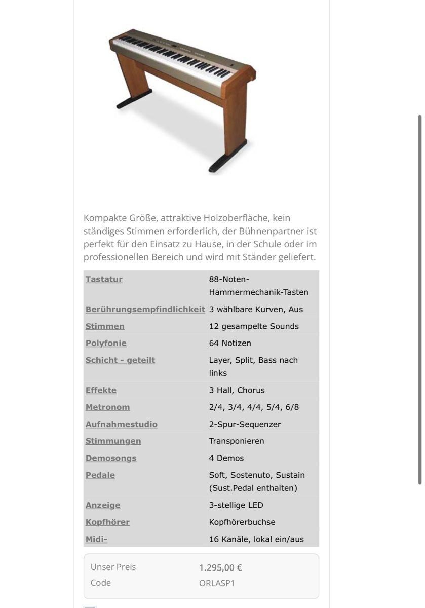 Strumenti musicali: Orla Stage Partner Digital Piano – Usato da Bern venduto da Schneebrowsky 6