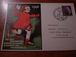 Karte Tag der Briefmarke 1948, Schaffhausen, gelaufen