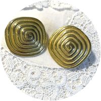 Ohrclips massiv mit Spiralmuster vergoldet VINTAGE 1980s