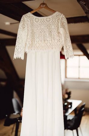 Hochzeitskleid Zweiteiler Bianco Evento Gr. 36 Boho