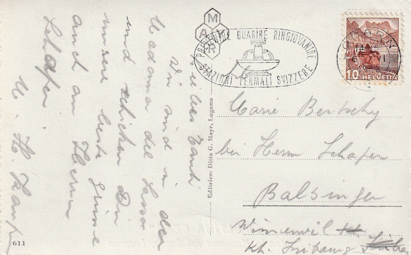 Ansichtskarten: AK Locarno gel. 6.6.1946 – Gebraucht aus Fribourg von schnalla92 1