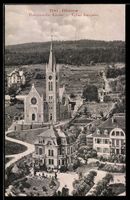 AK Biel, Französische Kirche mit Umgebung aus der Vogelschau