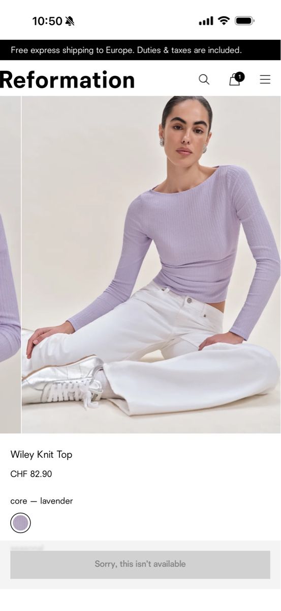 Reformation Top: Reformation Wiley Knit Top Lavender Size S – Usato da Uster venduto da b4x_ric 1