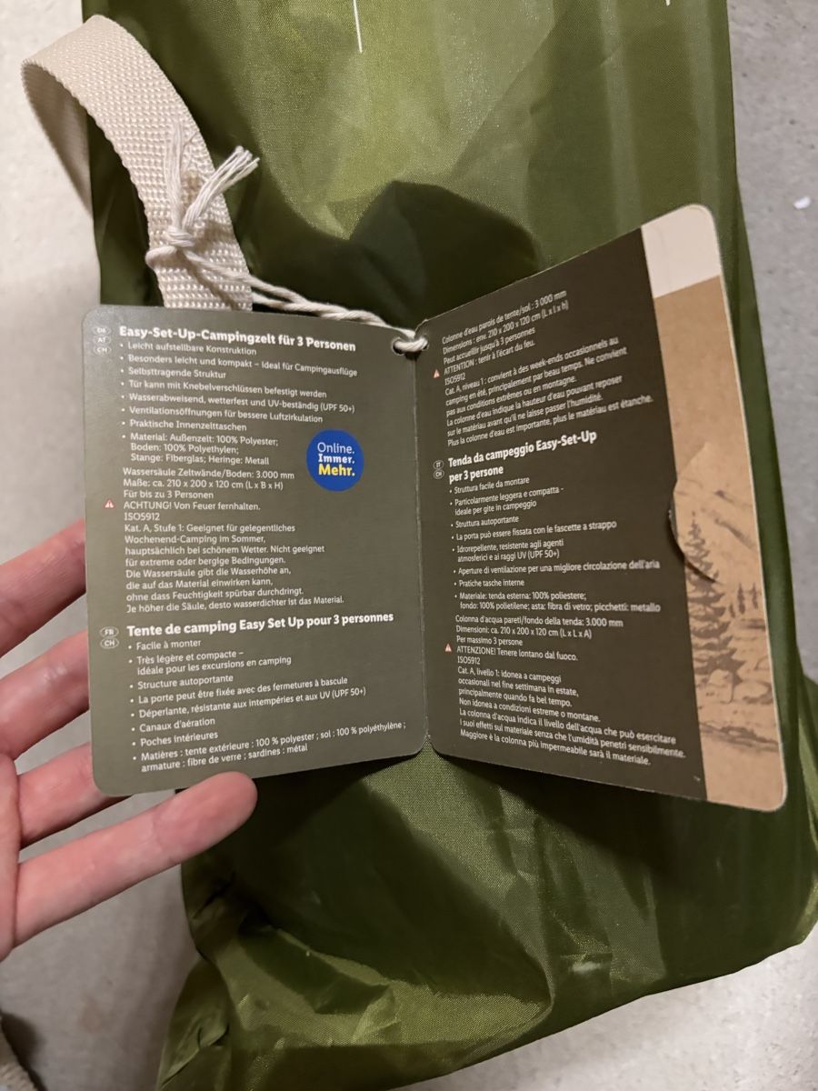 Zelte: Zelt – Neu und originalverpackt aus Wangen b. Olten von oli_f9b8 4
