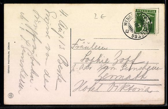 Cartoline postali: AK Jungfraubahn, Eiger und Mönch, 1913 – Usato da Berlin venduto da bartko-reher 1
