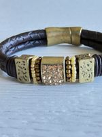 NEU!!-Trendiges Lederarmband mit Schmuckelementen, Braun