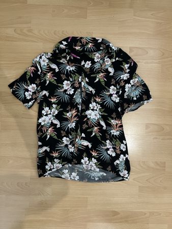 Miami Vice Blumenmuster Hemd, schwarz, Grösse M