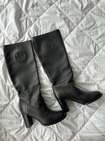 Gucci Black Leather Heeled Boots Size 38.5 Winter Ready!