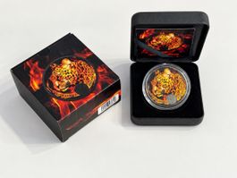 Südafrika Big Five-Leopard 2020-1oz-Silber-Ruthenium- 100st