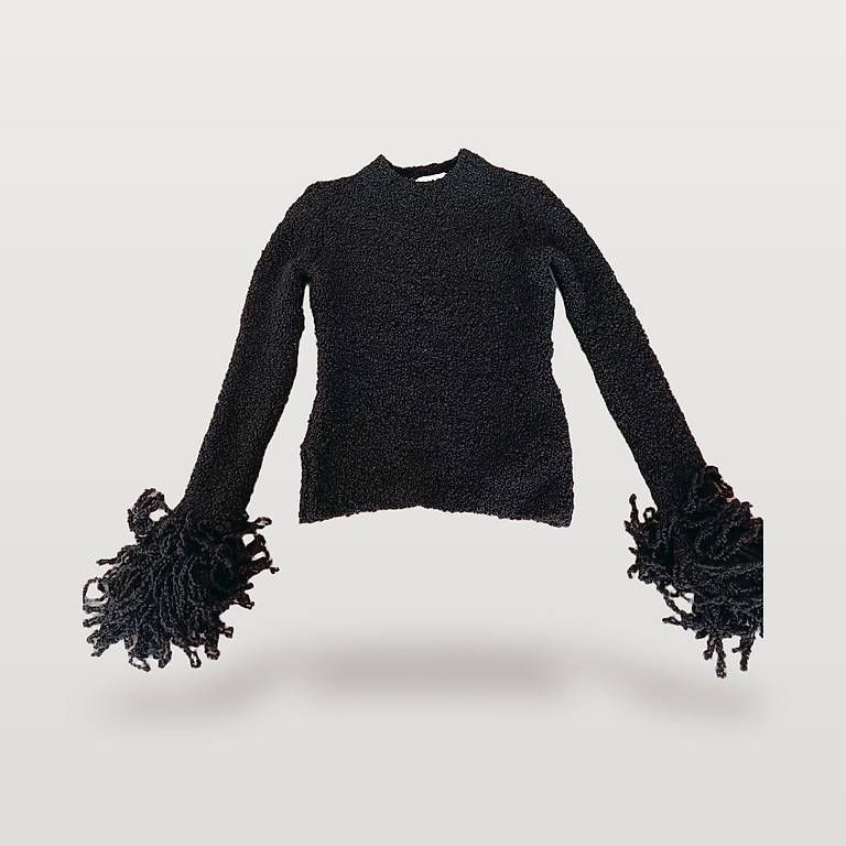 Pullover & Sweatshirts: Ami Paris Bouclé-Pullover mit Fransen, schwarz, Gr. XS – Neu und originalverpackt aus Zürich von ler_p76p 1