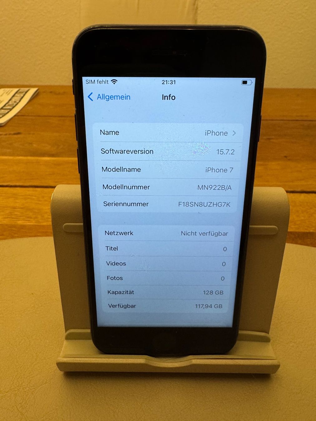 Apple Portables: iPhone 7 mit 94% Akku Kapazität – D'occasion à Adliswil par Busys 1