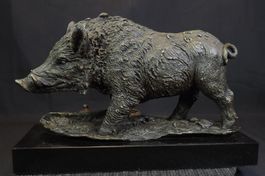 Signierte Bronze Figur, Wilschwein