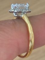 Luxus EleganteGr.19:9 Solitär Ring Farbe:Gold/Zirkonia Weiss