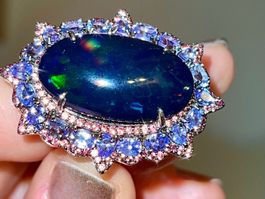 🎁Stunning Black Opal Tanzanites & Pink Sapphires 925SS Ring