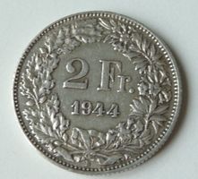 2.- Zweifränkler  EINE Silber- Münze Jahrgang 1944 gebraucht