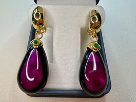 Vintage Ohrringe Clips Luxus Modeschmuck Lilla