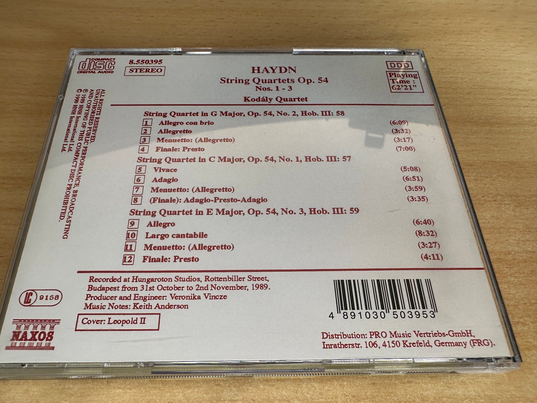 CD: C3 Haydn Kodály Quartet – String Quartets Op. 54, Nos. 1 - 3 – Usato da Rikon im Tösstal venduto da Alpenmutz 1