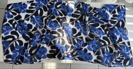 LA BLANCA Sarong blue white leaf print polyester one size