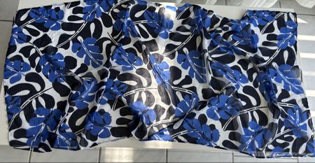 LA BLANCA Sarong blue white leaf print polyester one size