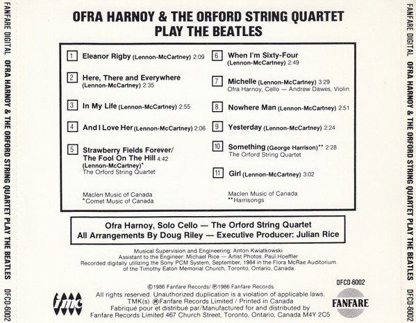 CDs: Ofra Harnoy & the Orford String Quartet – Gebraucht aus Unterbäch von tuqsa 1